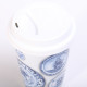 Beker coffee to go  van porselein - Wit / Blauw