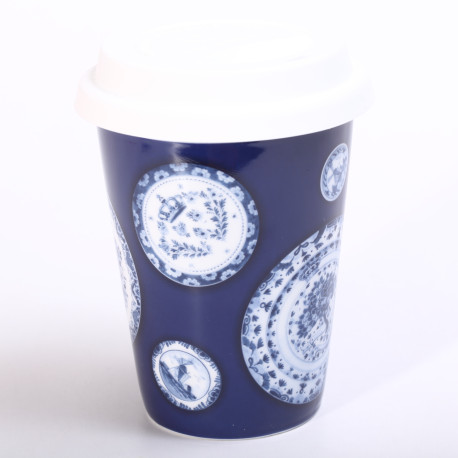 Beker coffee to go  van porselein - Dutch Design Delft - Blue