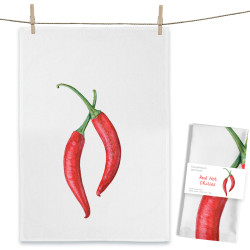 Theedoek - Red Hot Chilies - 100% Oekotex cotton - Made in Portugal